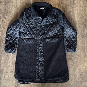 LOFT Black Quilted and Fleece Coat